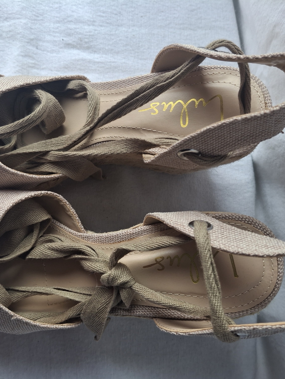 Lulas  Women's Beige/Tan Lace-Up Espadrille Wedge Sandals